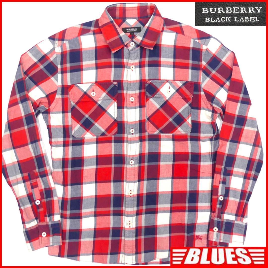 即決☆BURBERRY BLACK LABEL☆メンズM 廃版 チェック シャツ