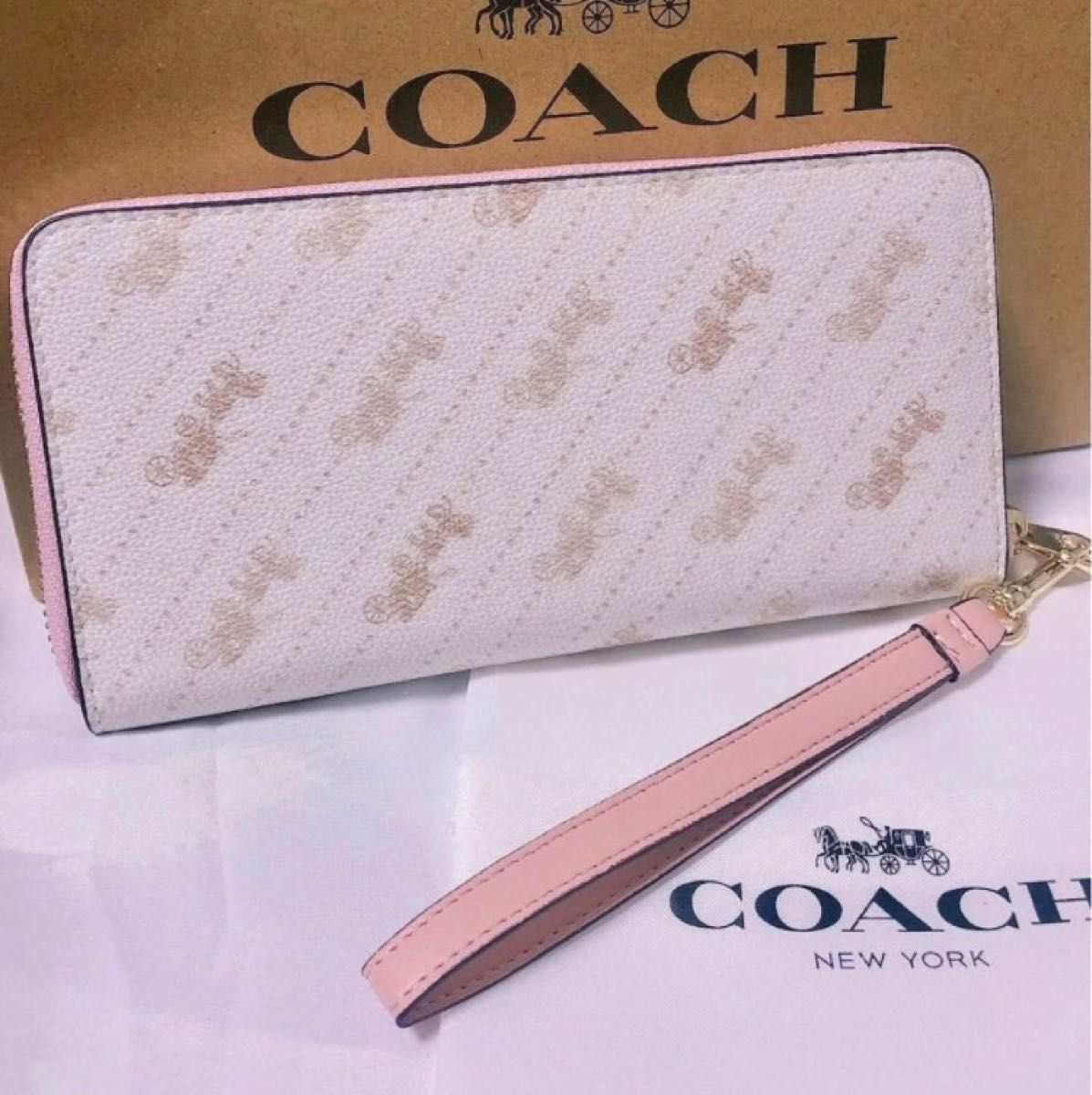 コーチ COACH 馬車ロゴ ホースアンドキャリッジ ストラップ付き長財布