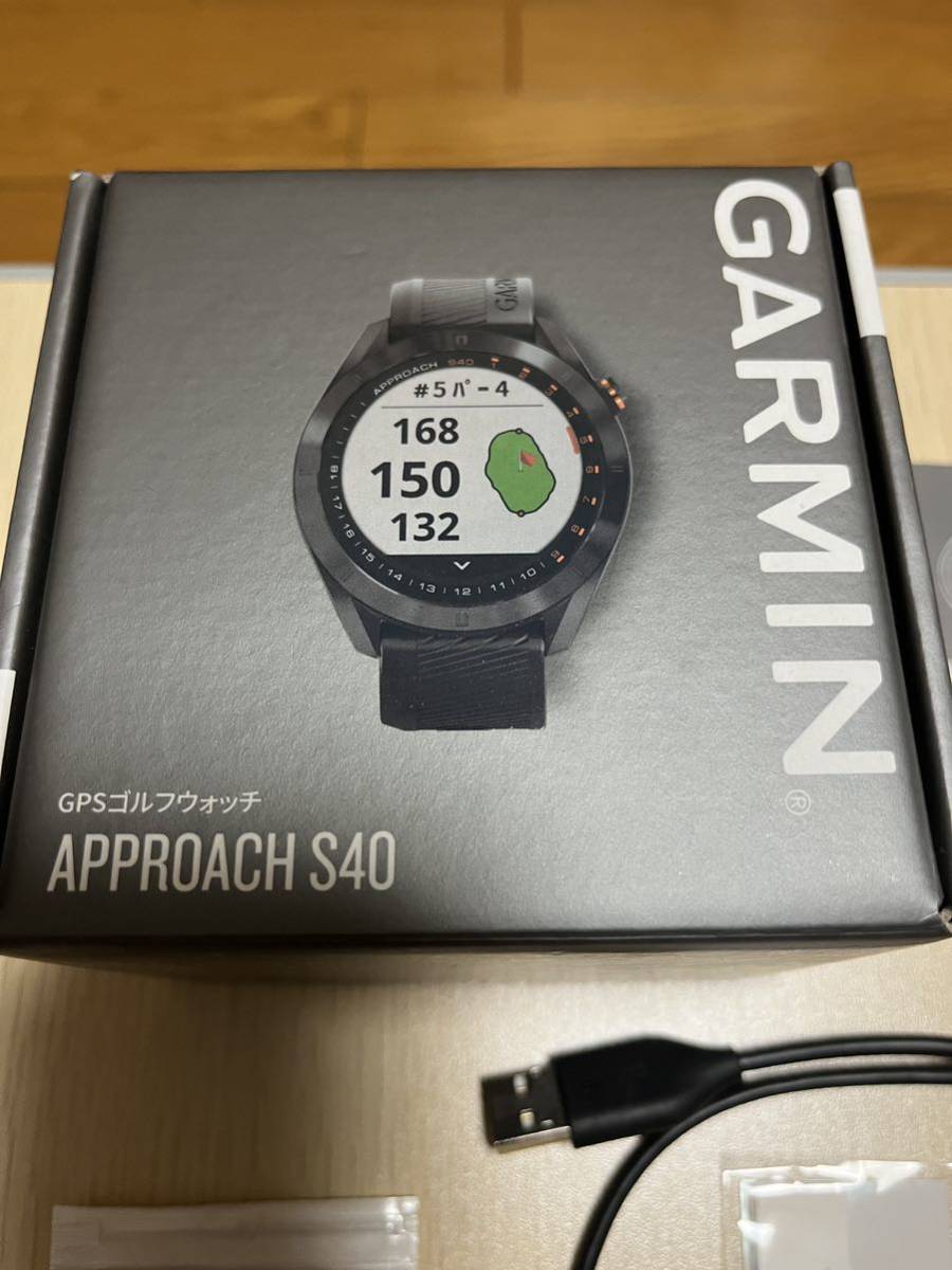 グランドセールゴルフ超美品 ガーミンアプローチ S40 黒 液晶保護フィルム、備品付き