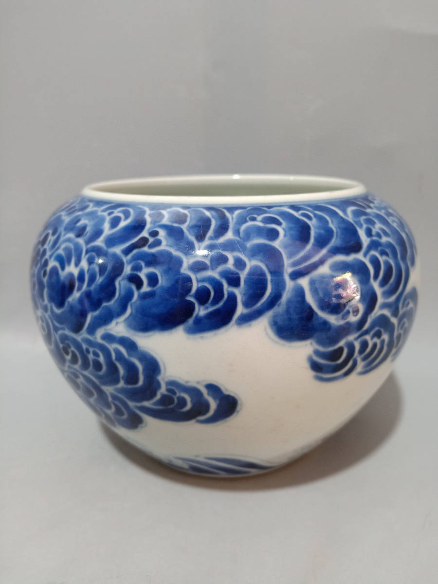 2021春の新作 清康熙青花釉里紅寿桃紋小冬瓜瓶 磁器の置物 装飾品 美術