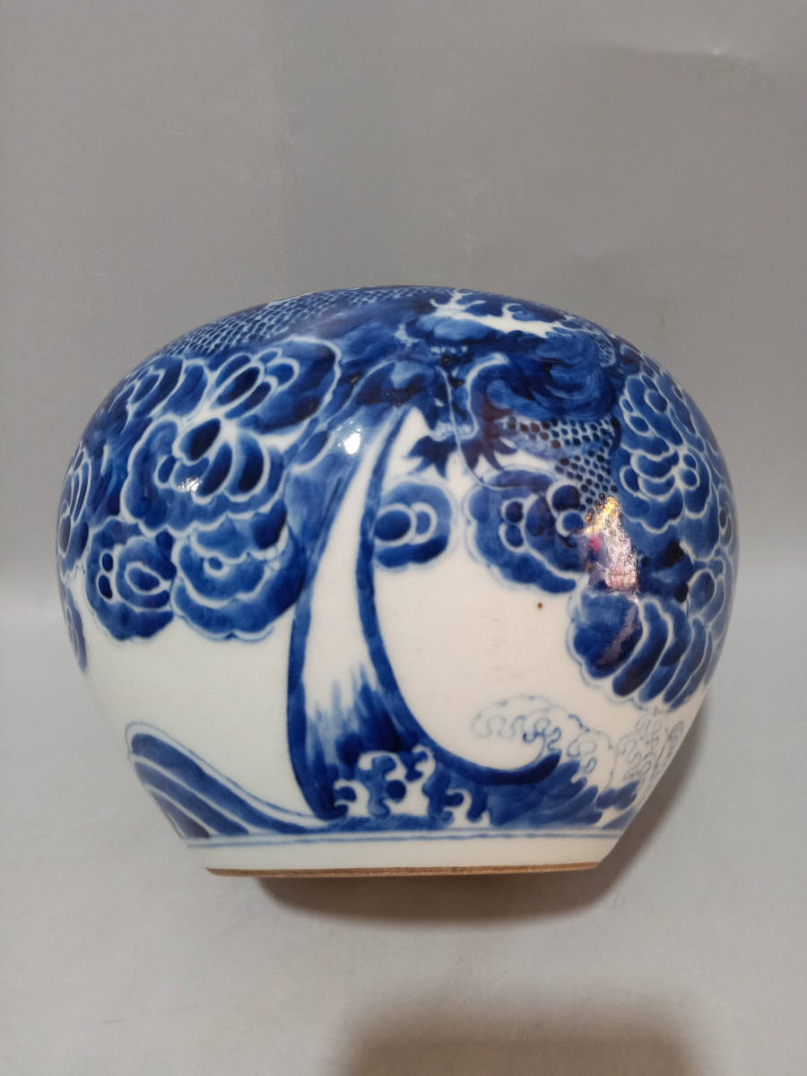 2021春の新作 清康熙青花釉里紅寿桃紋小冬瓜瓶 磁器の置物 装飾品 美術