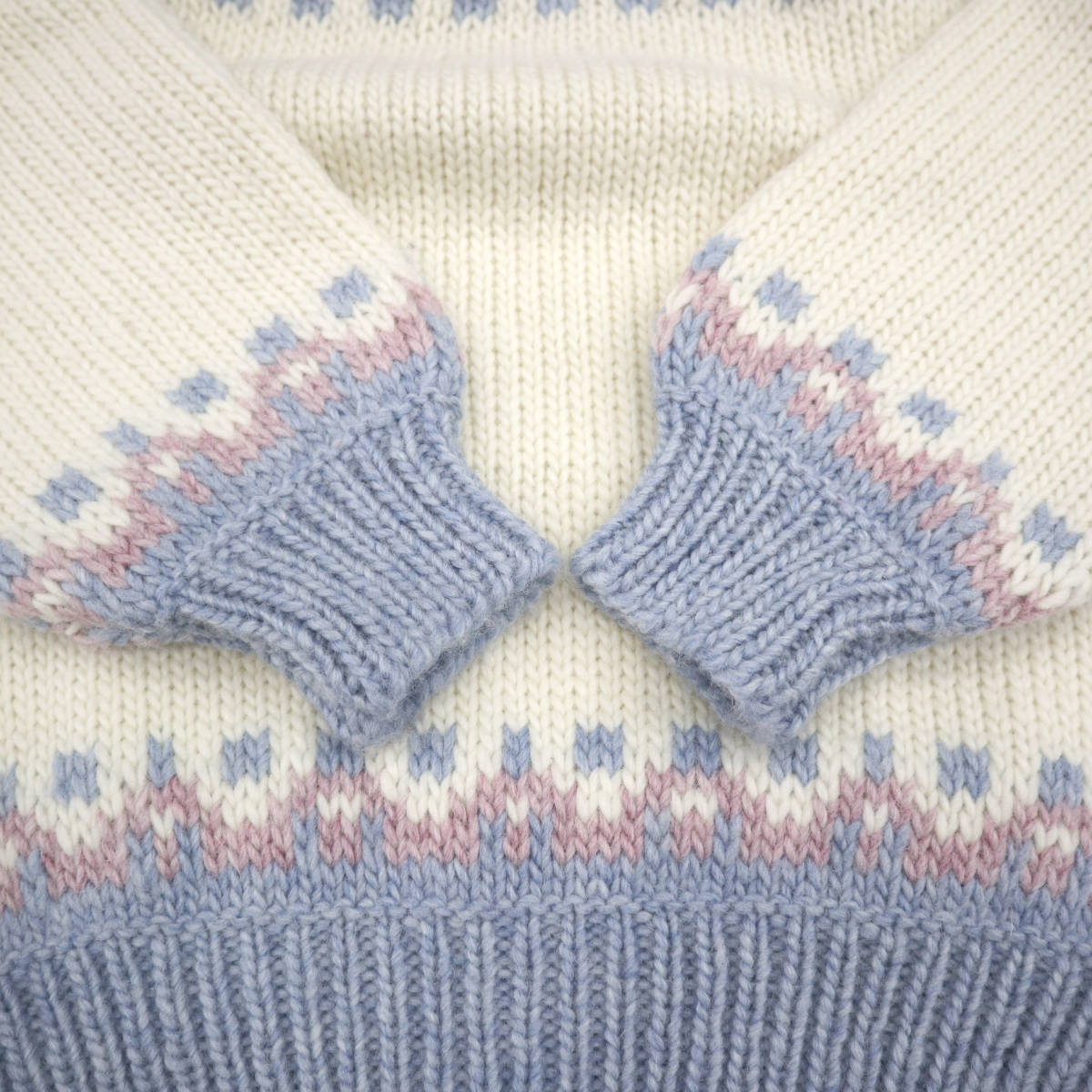 ビンテージ ～80s stobi nordic wool sweater S デンマーク製 vintage ノルディック ウール ニット セーター ジャガード ユニセックス_画像4