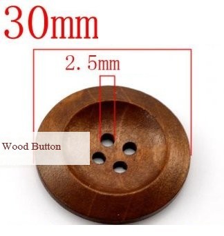 木製ボタン50個入（ブラウン）4つ穴ウッドボタンクラフトボタンボタン仕入業務パックサイズ30mm_画像4