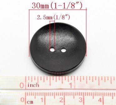 木のボタン 1個入ウッドボタン（ブラック）ウッドボタン手芸クラフト30mm_画像2