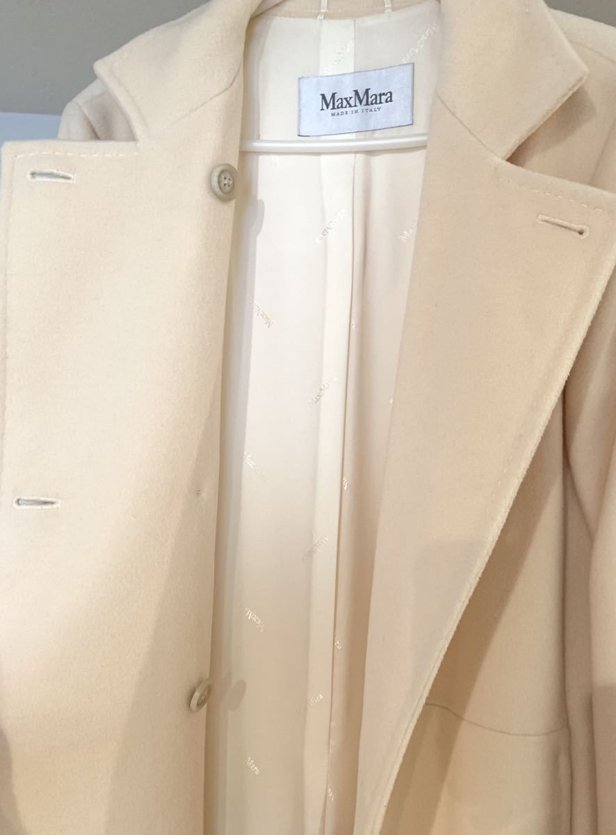 ★未使用極美品★ 超高級 マックスマーラ Maxmara イタリア製 ヴァージンウール×カシミア 定価20万以上/50%off クリーム色 40サイズ (M~L)_画像6