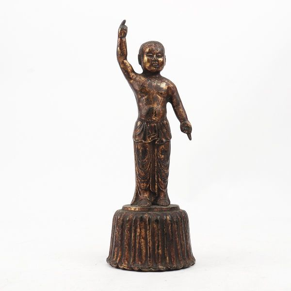 仏教美術 古銅 誕生仏 仏像 時代箱 D R4270-