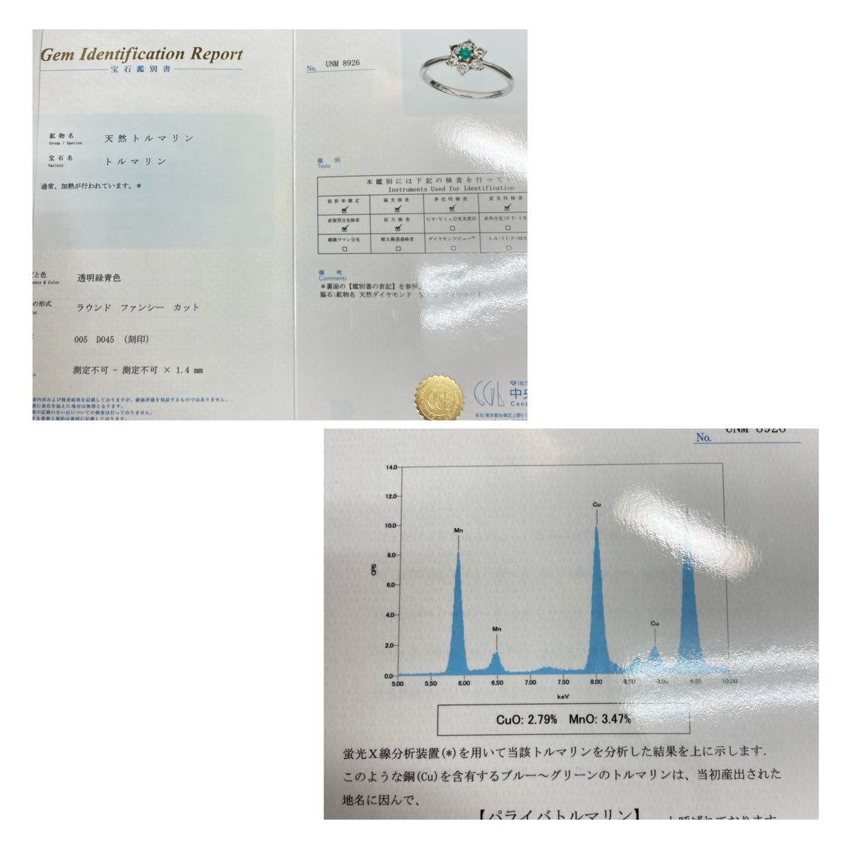 PT900パライバトルマリンリング0.05ct