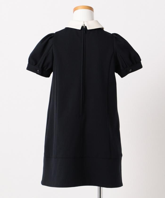 99 new goods Y16500 Kumikyoku kumikyoku 140cm collar attaching formal ceremony short sleeves One-piece for children girl dark blue navy white k Miki .k