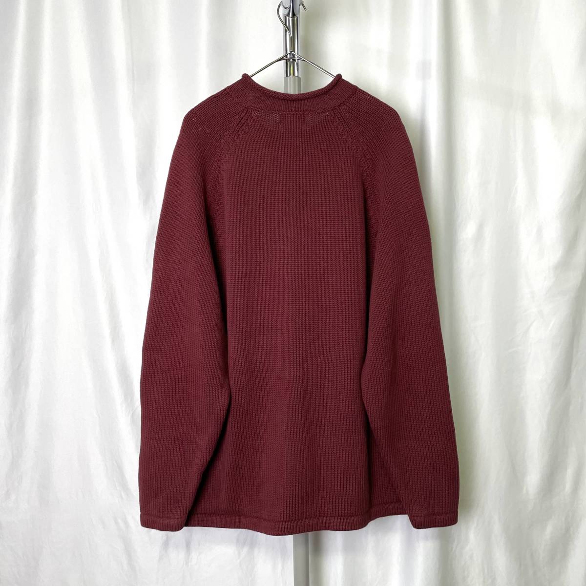 90s タイ製 L.L.Bean ロールネック コットン ニット セーター XL-TALL ビッグサイズ エンジ エルエルビーン 00s 古着 オールド ビンテージ