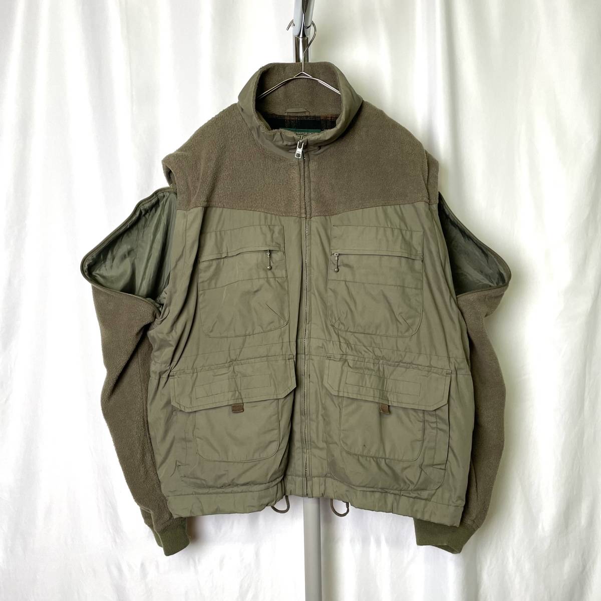 90s ORVIS デタッチャブル フィッシング フリース ベスト ジャケット XL ワイド ハンティング オービス 80s 00s 古着 オールド ビンテージ_画像2