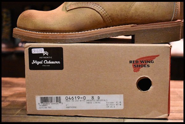 【8D 箱付 未使用 ナイジェルケーボン別注 12年】レッドウィング 4619 マンソンラスト ハリスツイード 茶 ブーツ redwing HOPESMORE_画像9