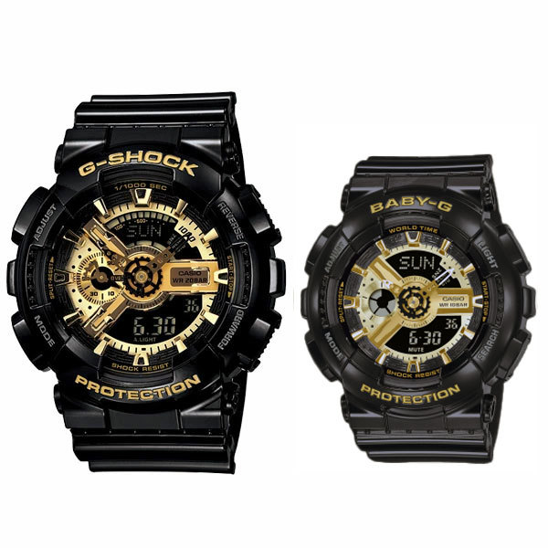 【新品未使用】G-SHOCK & BABY-G★黒金ペア★ペアケース付★GA-110GB-1AJF BA-110X-1AJF★国内正規品★タグ付き★送料も安い_画像1