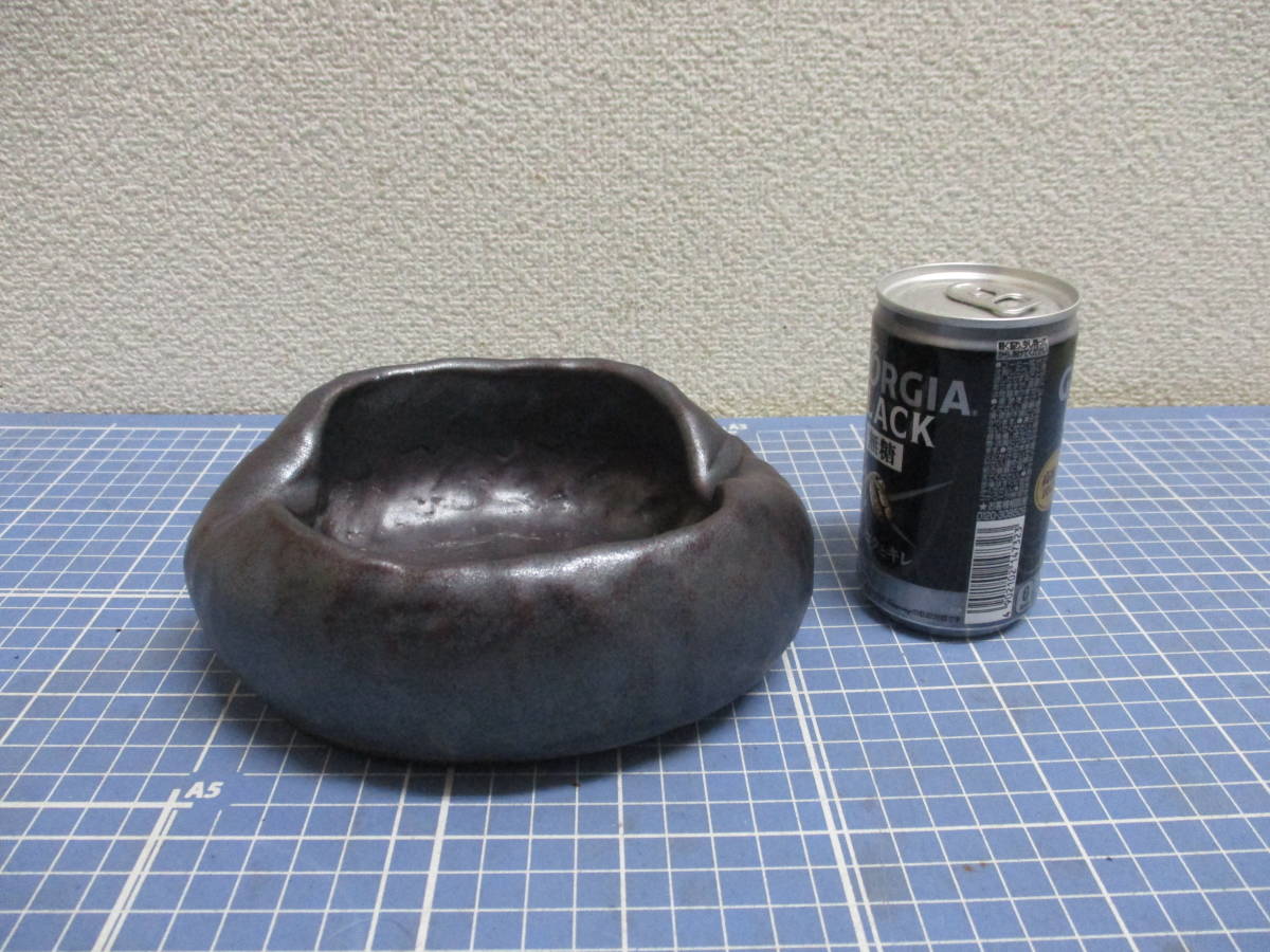 長太郎　黒薩摩焼き　灰皿　陶器　検　アンティーク、コレクション 工芸品　 陶芸 　日本の陶磁 　薩摩_画像1