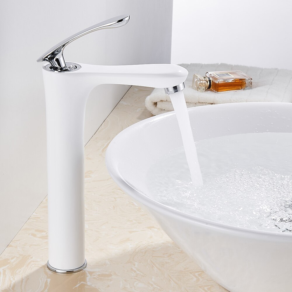 浴室 創造 流域 ミキサー モダン 白 蛇口 単穴 冷温水タップ 洗面器の蛇口 浴室の蛇口