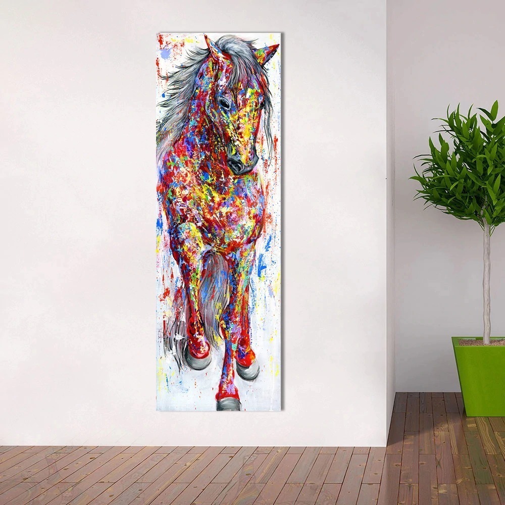 QKART 壁アート絵画キャンバスプリント動物絵動物プリントポスター馬リビングルームのホームインテリアなしフレーム_画像2