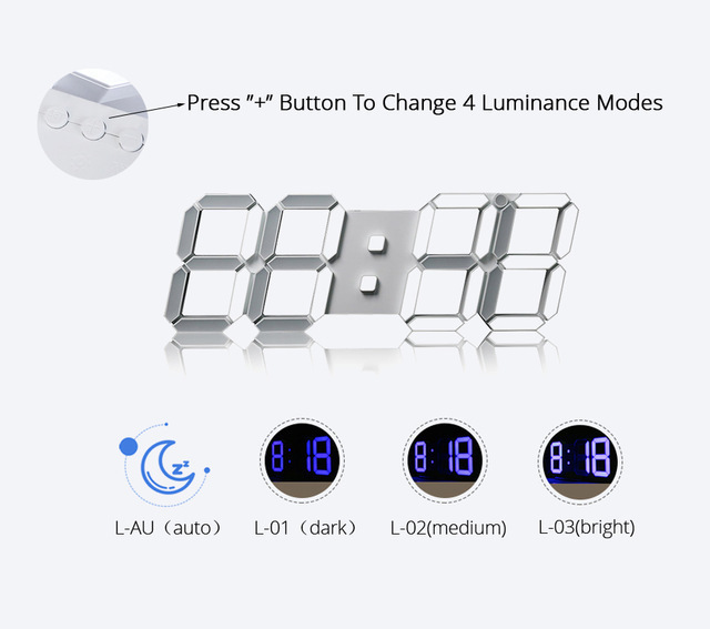 インテリア 壁掛け時計 デジタル ウォールクロック 選べる4色 LED Digital Numbers Wall Clock ブルー_画像5