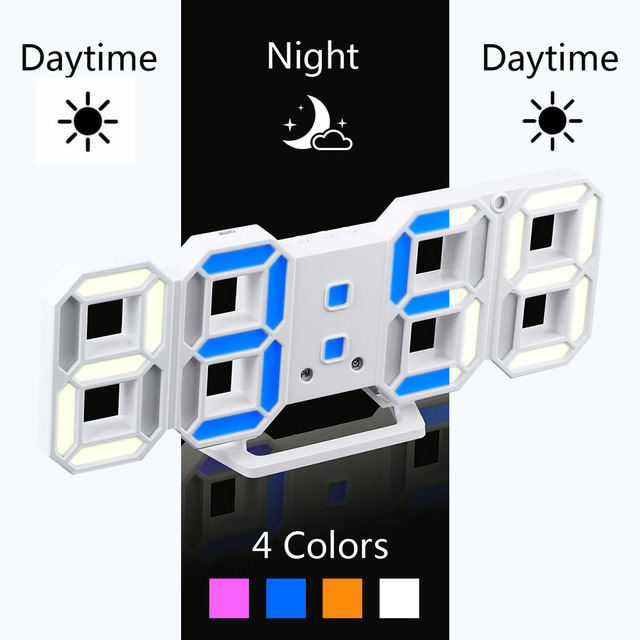 インテリア 壁掛け時計 デジタル ウォールクロック 選べる4色 LED Digital Numbers Wall Clock ブルー_画像1