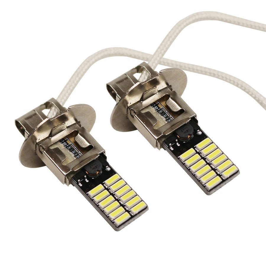 2個 24 SMD 4014 H3 Led フォグ電球 6500 18k ホワイト LED 光源用実行駆動ランプライトバルブ 超高輝度 明るい_画像1