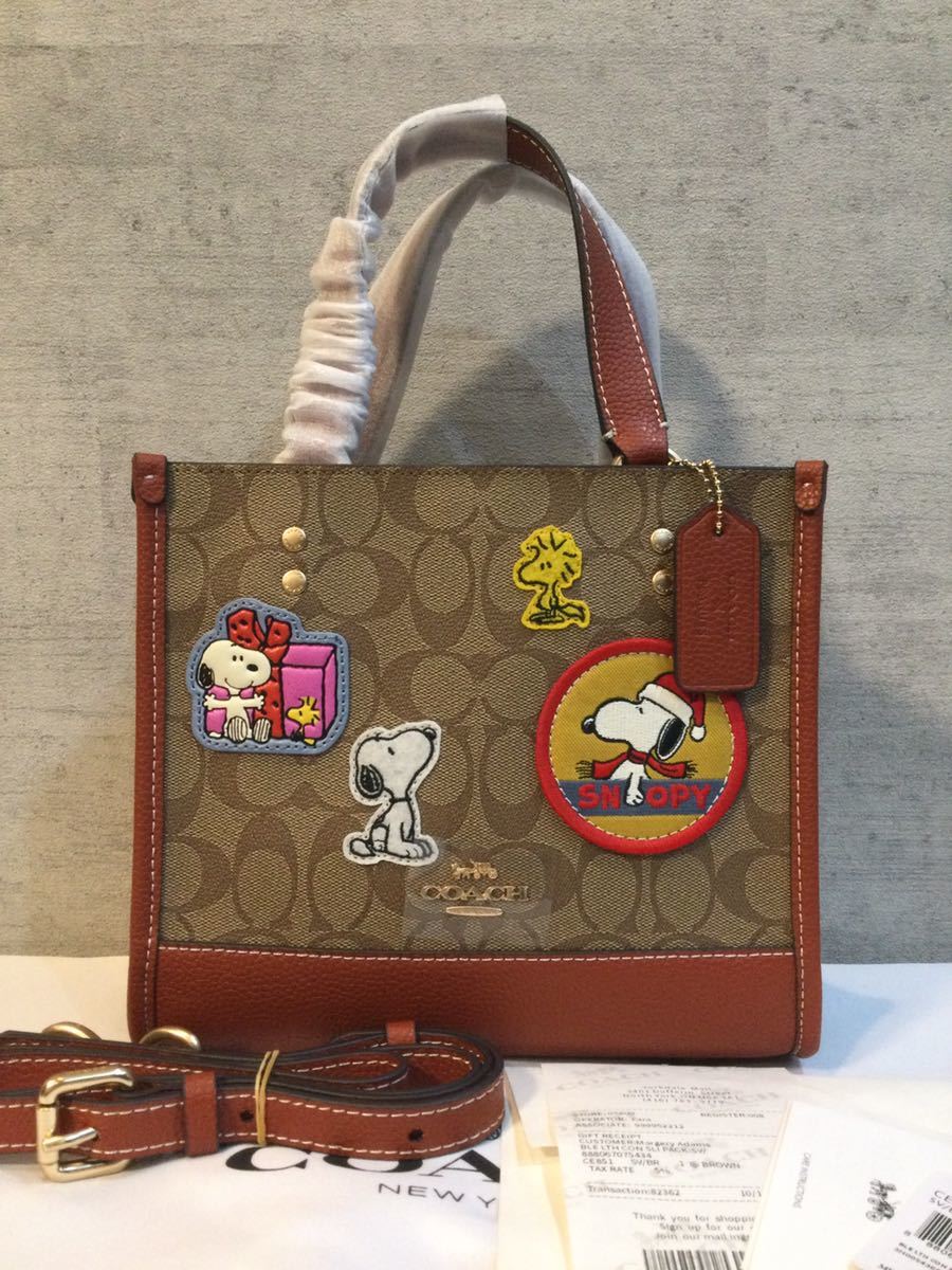 送料無料 新品 新作 COACH コーチ スヌーピー コラボ トートバッグ