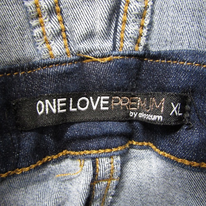 濃紺 Vintage ビッグサイズ XL ONE LOVE PREMIUM デニム サロペット オーバーオール スリム ストレッチ 古着 ビンテージ 2D0450_画像4