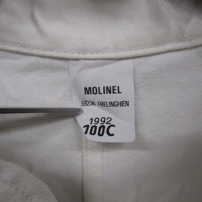 90s EURO vintage ビッグサイズ 100C XL~ MolineL コック シャツ 長袖 シェフ ホワイト ユーロ 古着 ビンテージ 2D1104の画像4