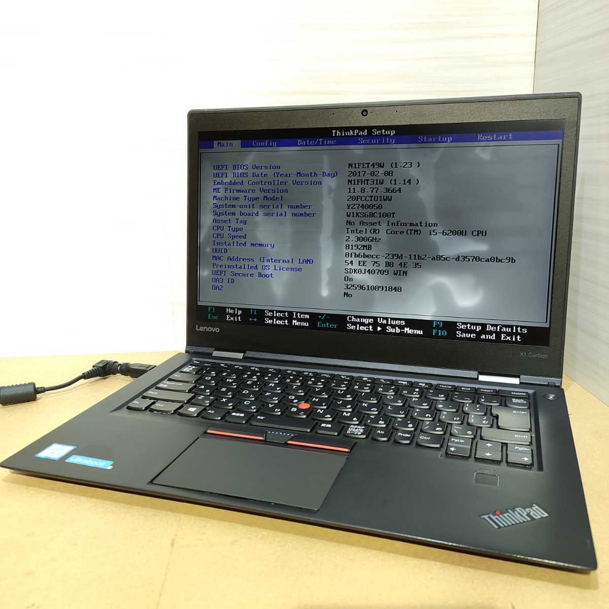 ジャンク 4th Generation ThinkPad X1 Carbon TP00076A Lenovo 第6世代