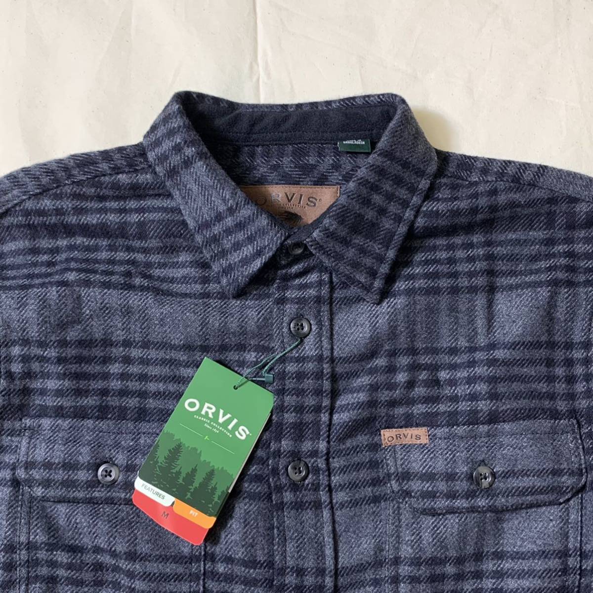 ORVIS(USA)コットンヘビーフランネルチェックシャツジャケット　チャコール_画像2