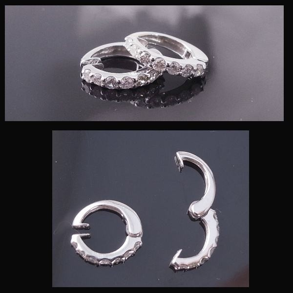 [ free shipping ] order *K18WG with discrimination . natural diamond 0.3ct hoop manner ear clip #EA904