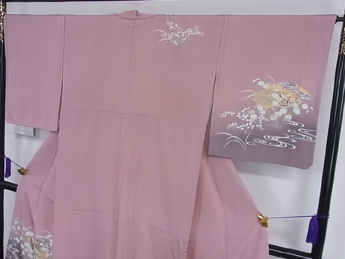 受注発注 金彩 訪問着 友禅 色紙風景花文 暈し染め 金彩 mop2485