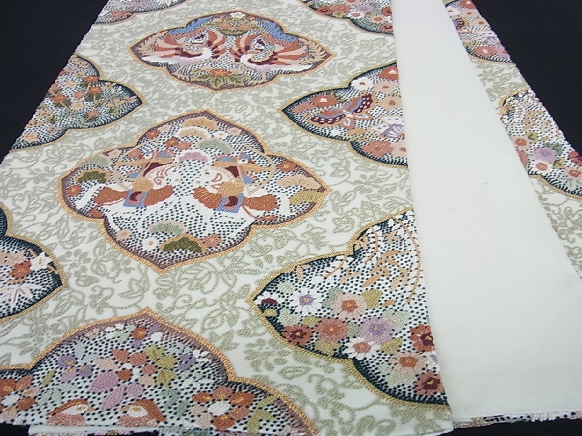新規購入 金通し〇美品 211my68〇相良刺繍 花 鳥 花菱文 花菱文 花