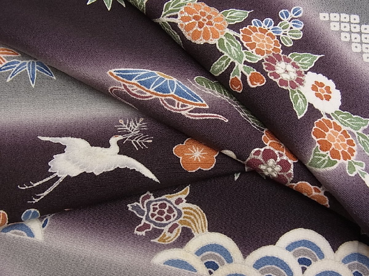 Yahoo!オークション - 花美人着物□訪問着 友禅 駒刺繍 鶴 蓑亀