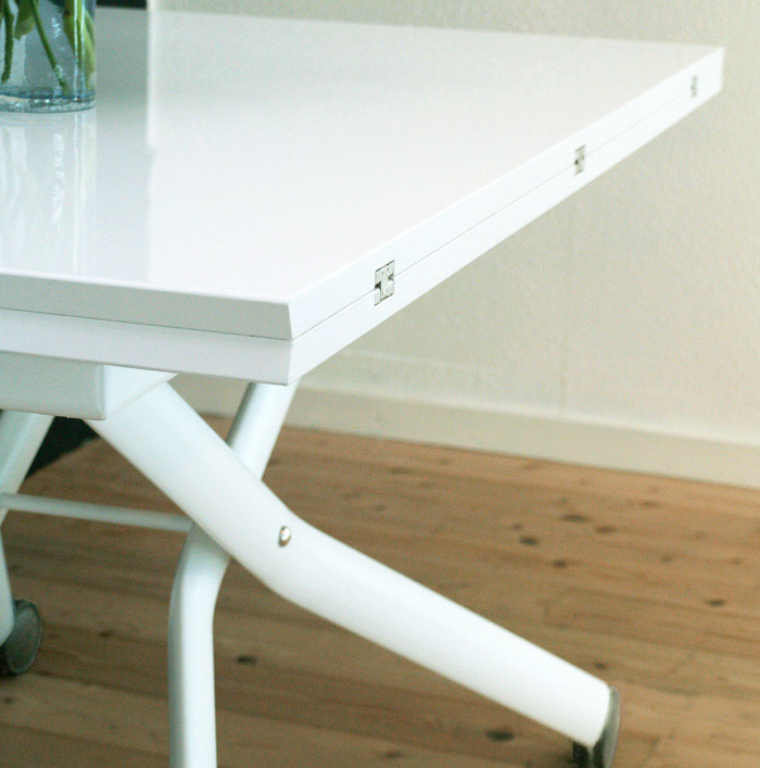訳アリ 現品限り イタリア製 昇降 伸張式 白いテーブル Esprit ホワイト色 G ハイグロス塗装 リフティングテーブル 無段階調節_画像7