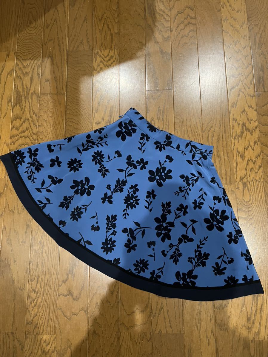  Banner Barrett floral print flared skirt knees height blue 36