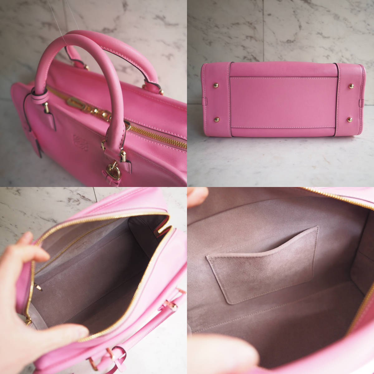 希少 新品同様極美品 ロエベ LOEWE アマソナ28 ピンク リボン 希少 新品同様極美品 ロエベ LOEWE アマソナ28 ピンク リボン