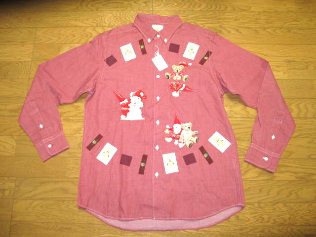  Karl hell mno-m.KARL kun embroidery Denim button down shirt red L size regular price Y35,200 not yet have on goods 