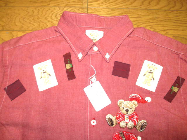  Karl hell mno-m.KARL kun embroidery Denim button down shirt red L size regular price Y35,200 not yet have on goods 