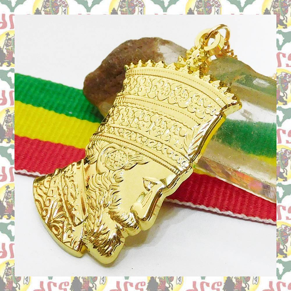 【drs】Jah Rastafari I 3D ネックレス　エチオピア 勲章 メダル エチオピア ハイレセラシエ皇帝 LIONOFJUDAH_画像2