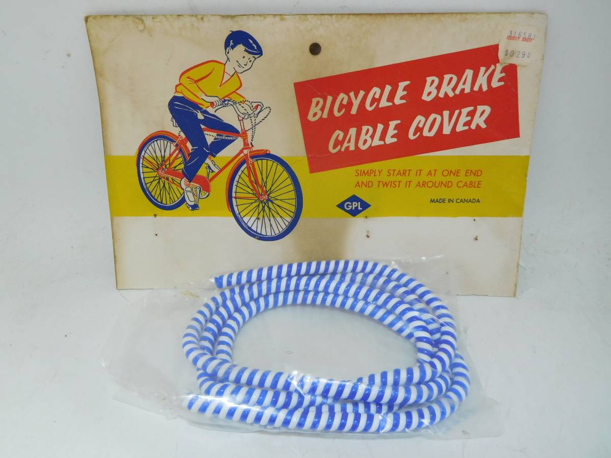 * Vintage cable LAP blue white Harley chopper bo bar cable cover *