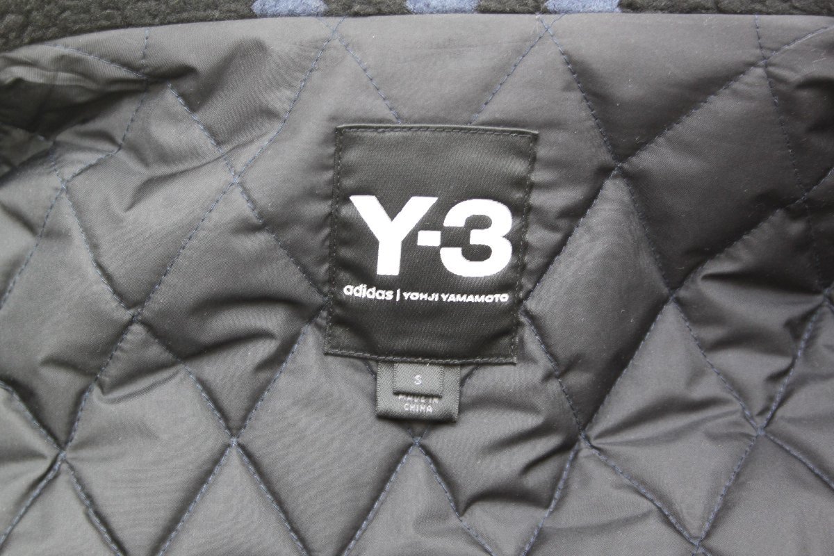 1S144☆Y-3 adidas×YOHJI YAMAMOTO☆ オーバーサイズ ボアパーカー スタジャン 黒/ネイビー メンズ S 美品 【ニューポーン】_画像7