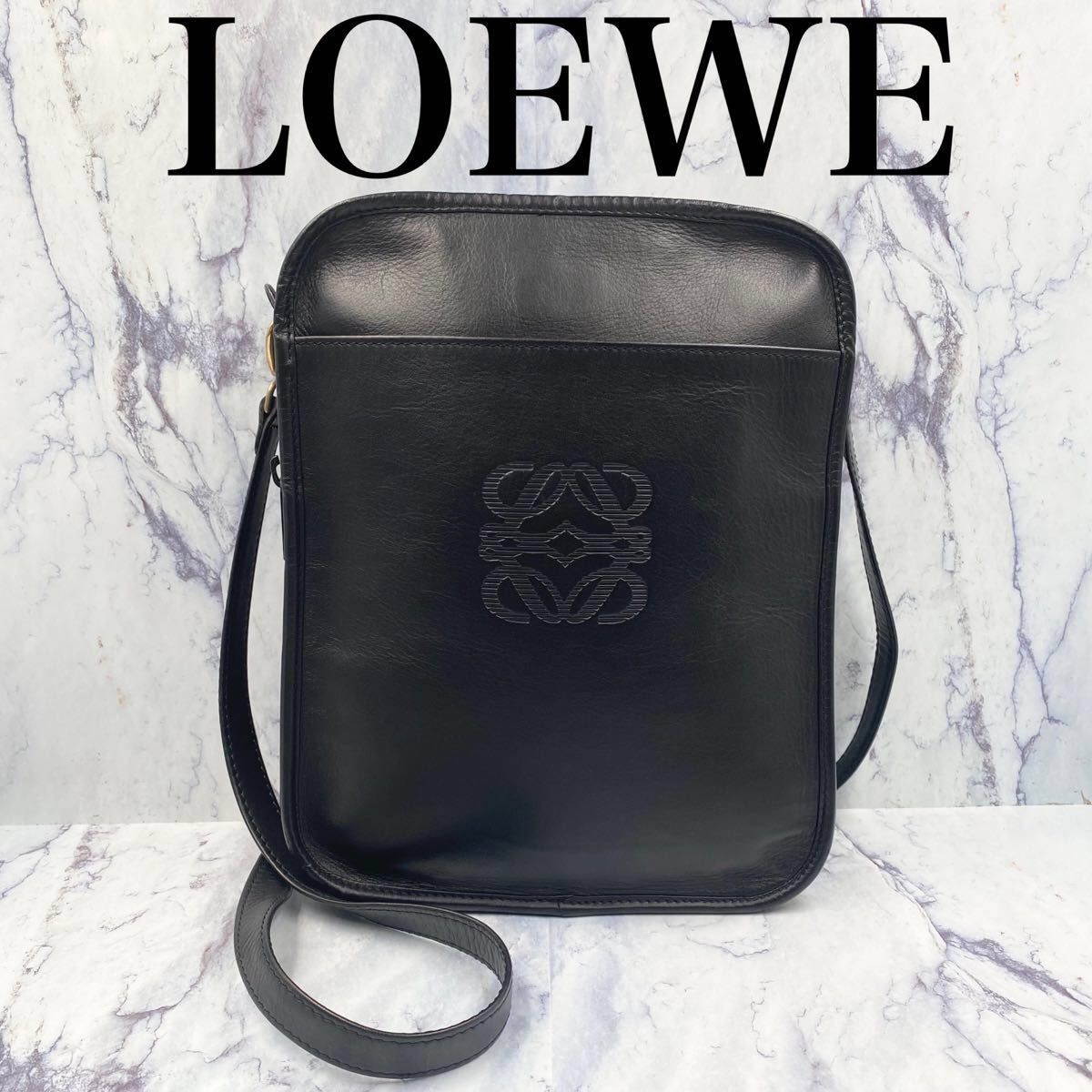 ロエベLOEWE ショルダーバッグ黒 ユニセックス アマソナ初期 本革