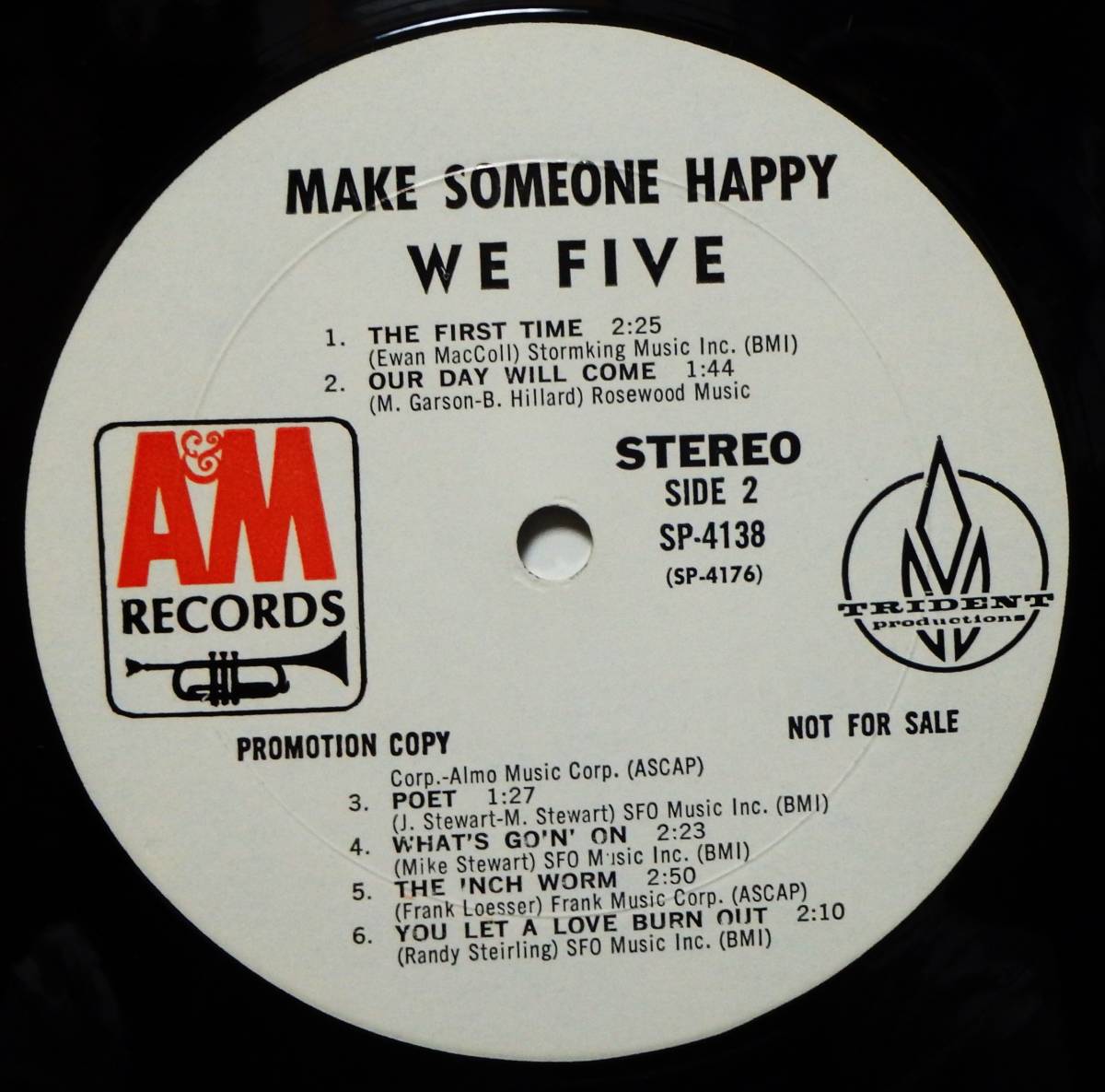 【SR715】WE FIVE「Make Someone Happy」, 67 US Original/Promo(白ラベル)　★ソフト・ロック/フォーク・ロック_画像5