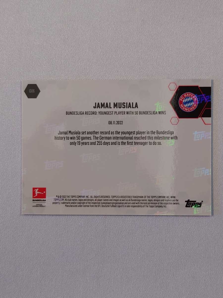 topps now card Jamal Musiala FC Bayern Munchen カード トップスナウ 2022-23 BUNDESLIGA 086 サッカー ジャマル・ムシアラ バイエルン_画像2