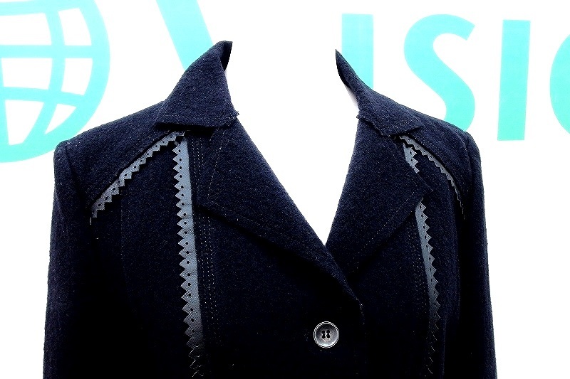 iBLUESi blues leather trim wool jacket I40 black 