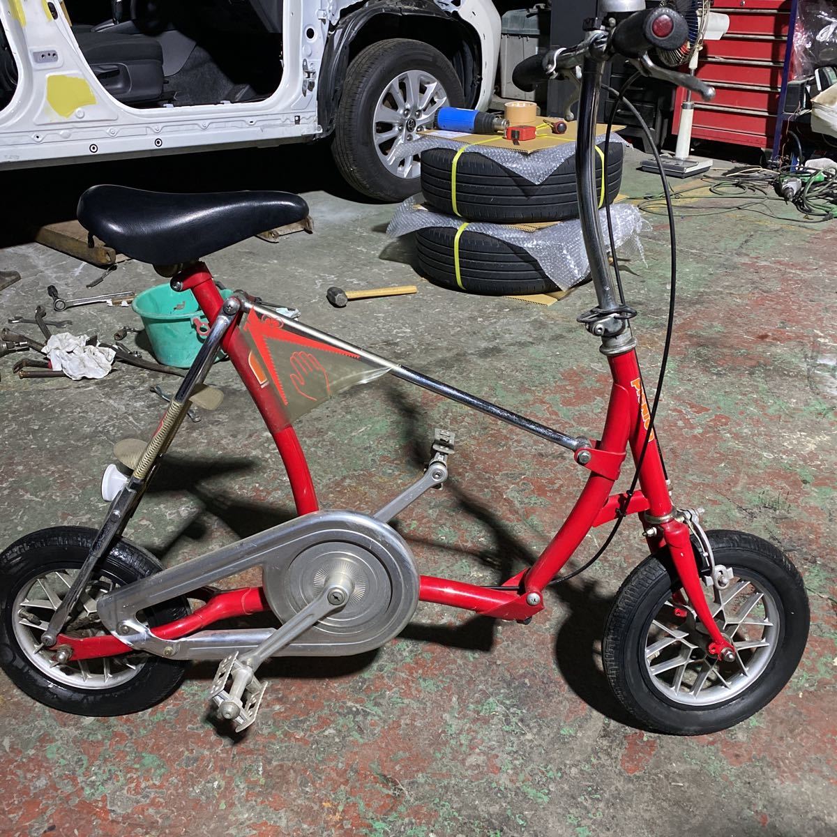 岐阜発 ピクニカ 折りたたみ自転車 赤 ヴィンテージ PICNICA 鍵付き