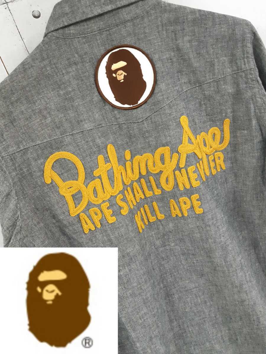 SALE！売り切り！A BATHING APE 刺繍　ワッペン　ウエスタンシャツ　エイプ　シャツ　_画像1