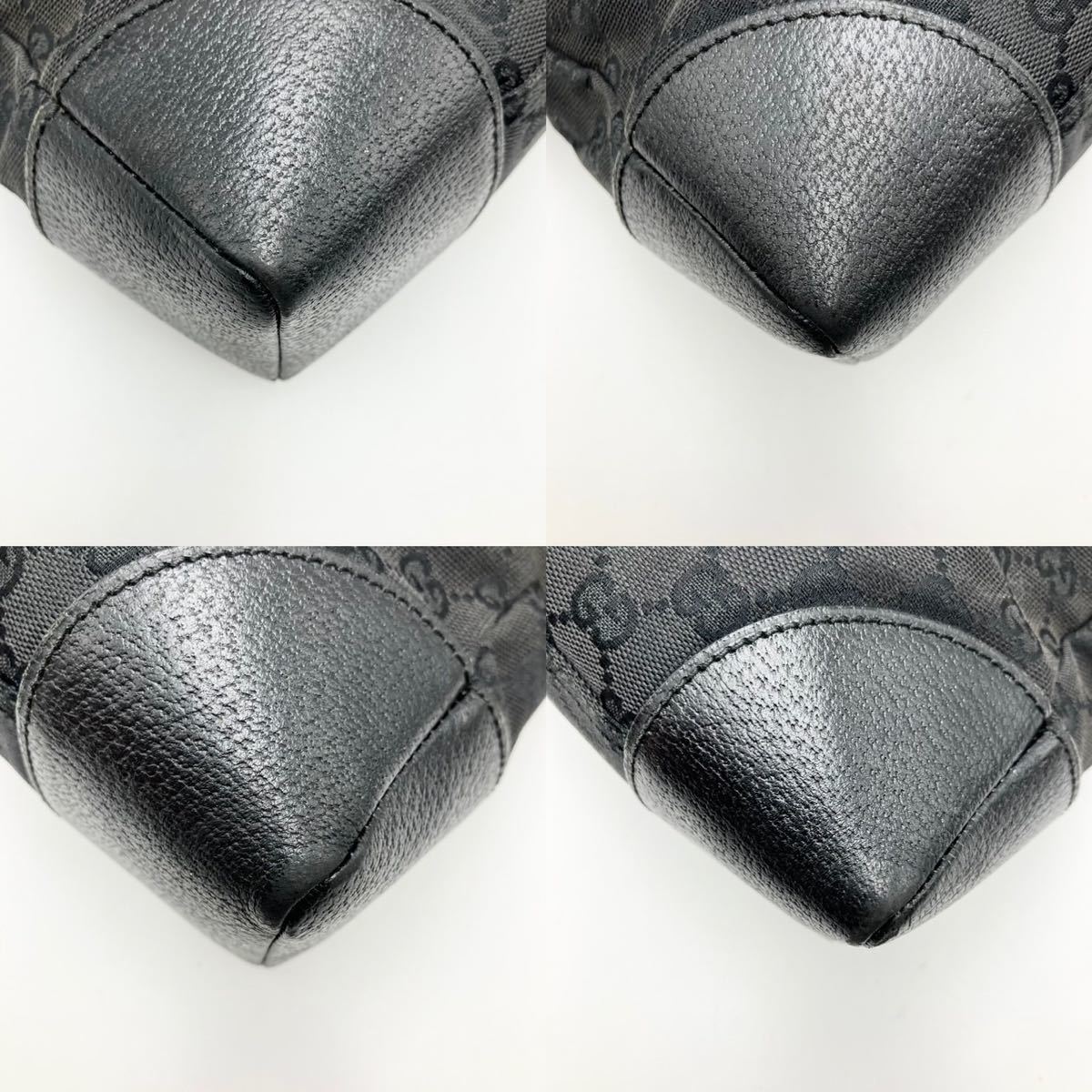1円【上美品】GUCCI グッチ GGキャンバス レザー ショルダーバッグ ボディバッグ メッセンジャーバッグ 斜め掛け ブラック 黒 メンズ_画像7