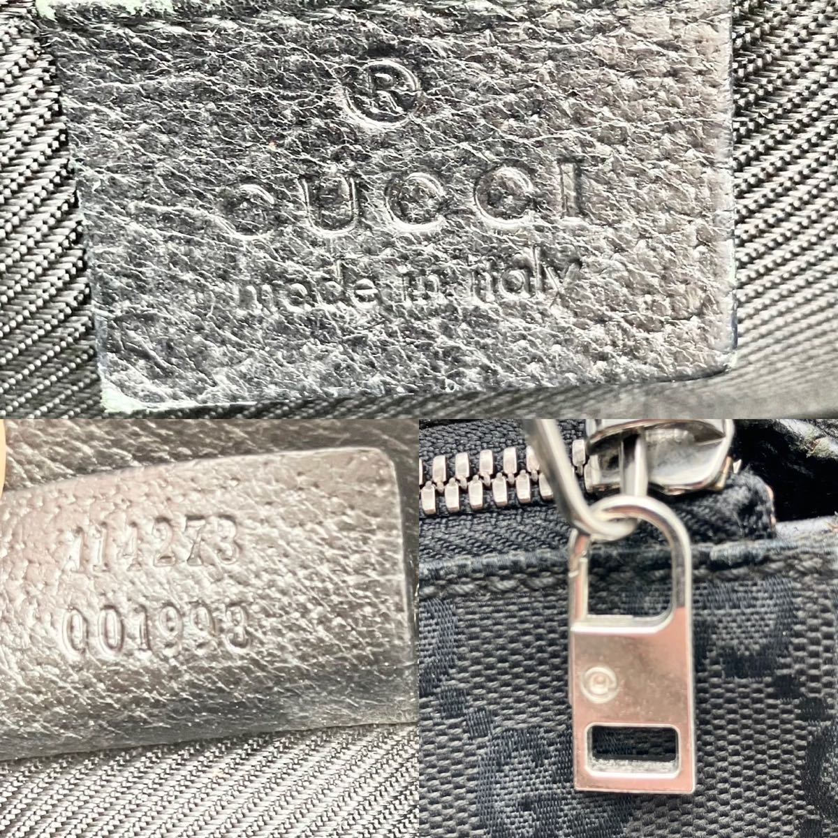 1円【上美品】GUCCI グッチ GGキャンバス レザー ショルダーバッグ ボディバッグ メッセンジャーバッグ 斜め掛け ブラック 黒 メンズ_画像10