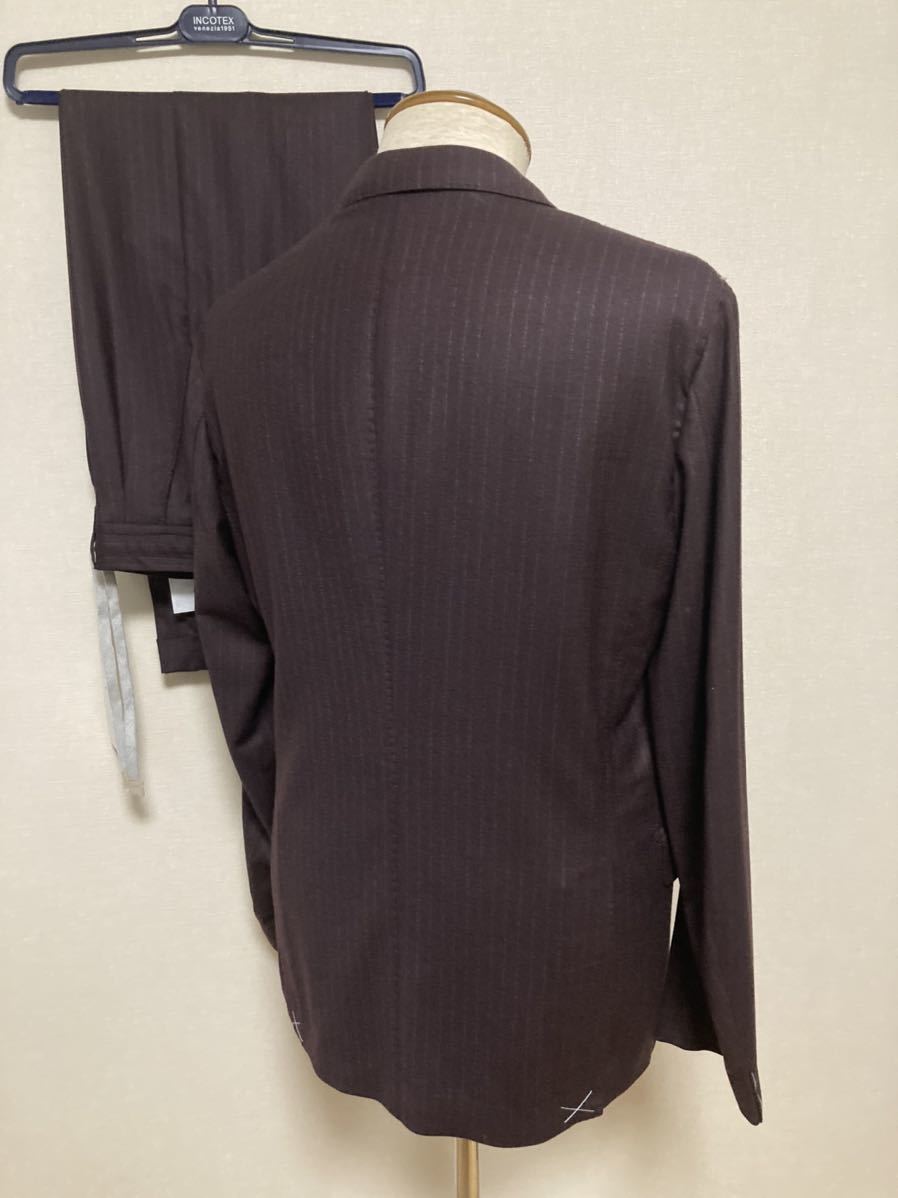  new goods eleven ti(.) autumn winter double-breasted suit 50 Zegna. flannel material tea . gray stripe waist rubber entering regular price 21.8 ten thousand jpy 