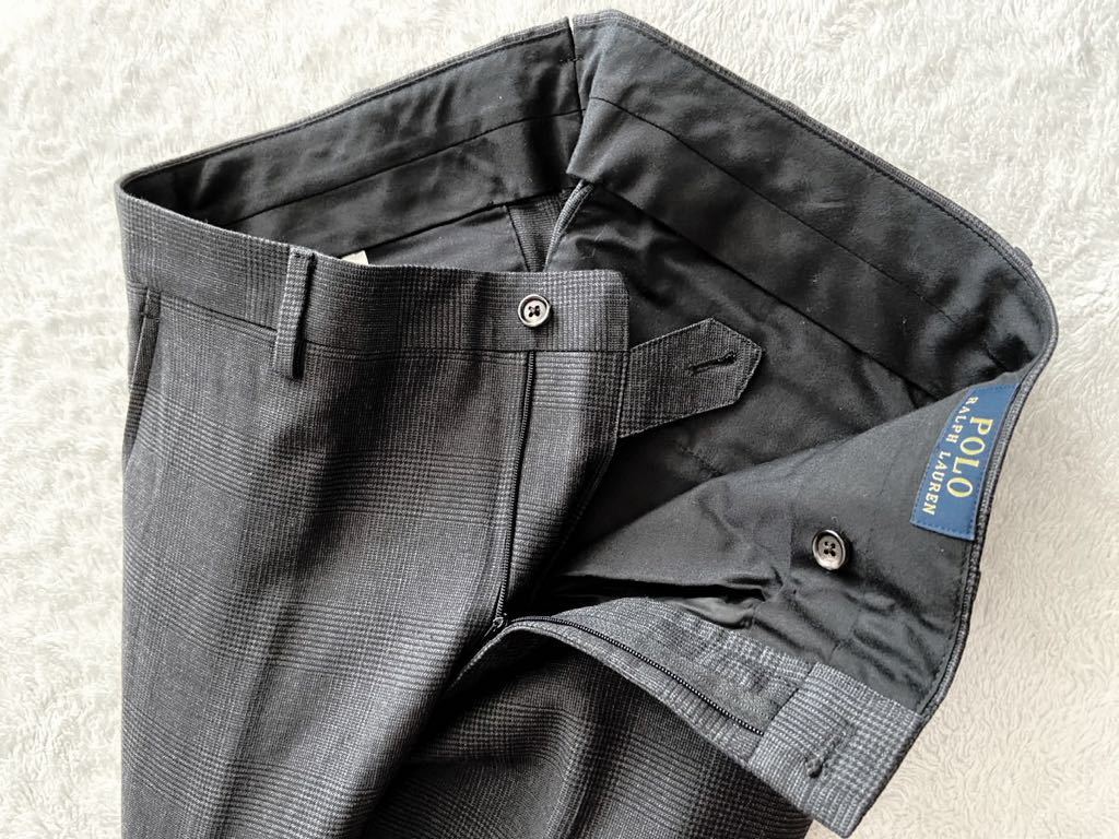 美品 春夏 RALPH LAUREN size34 イタリア製ウールスラックス グレンチェック グレー メンズ パンツ ラルフローレン_画像2