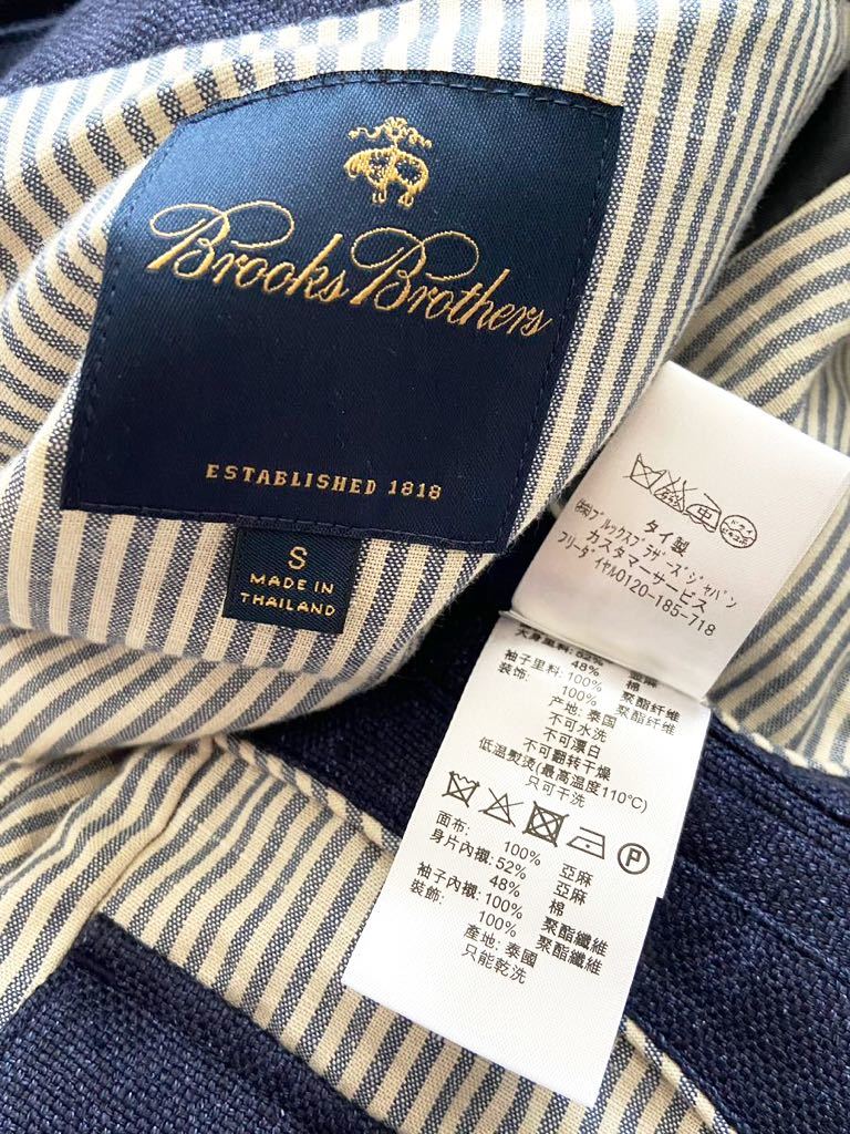 Brooks Brothers sizeS リネン ハイネックジャケット ネイビー メンズ 春夏 ブルックスブラザーズ_画像10